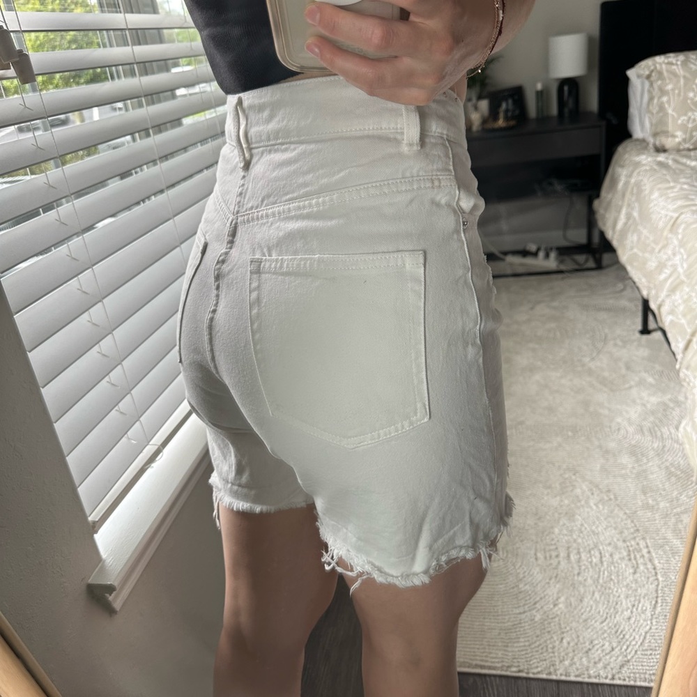 White high waist denim shorts